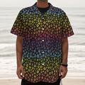 Rainbow Leopard Pattern Print Textured Short Sleeve Shirt