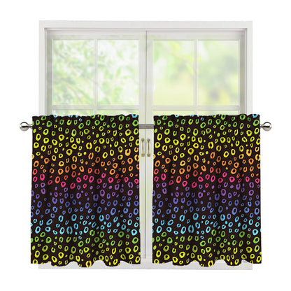Rainbow Leopard Pattern Print Tier Curtains