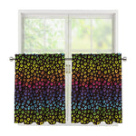 Rainbow Leopard Pattern Print Tier Curtains