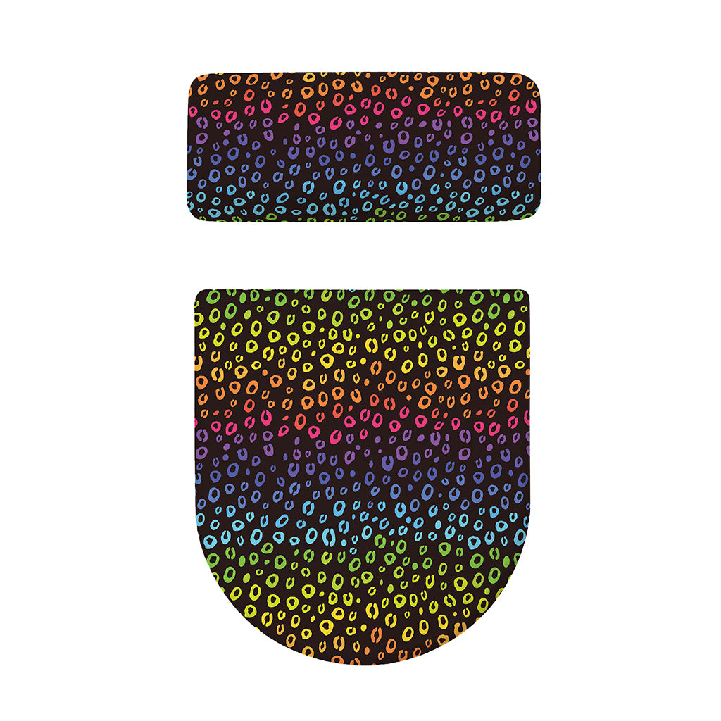 Rainbow Leopard Pattern Print Toilet Lid And Tank Cover Set