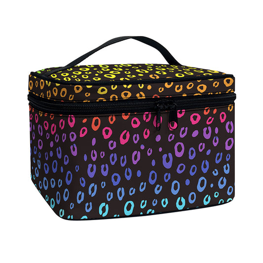 Rainbow Leopard Pattern Print Travel Makeup Bag