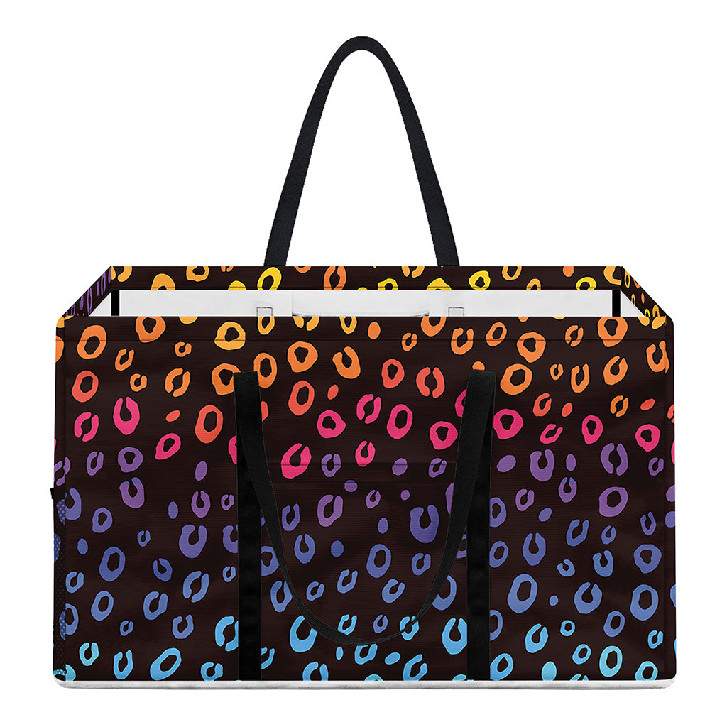 Rainbow Leopard Pattern Print Utility Tote Bag