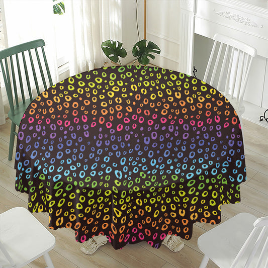 Rainbow Leopard Pattern Print Waterproof Round Tablecloth