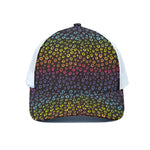 Rainbow Leopard Pattern Print White Mesh Trucker Cap