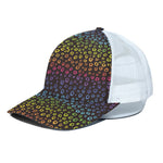Rainbow Leopard Pattern Print White Mesh Trucker Cap