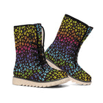 Rainbow Leopard Pattern Print Winter Boots