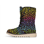 Rainbow Leopard Pattern Print Winter Boots