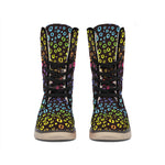 Rainbow Leopard Pattern Print Winter Boots