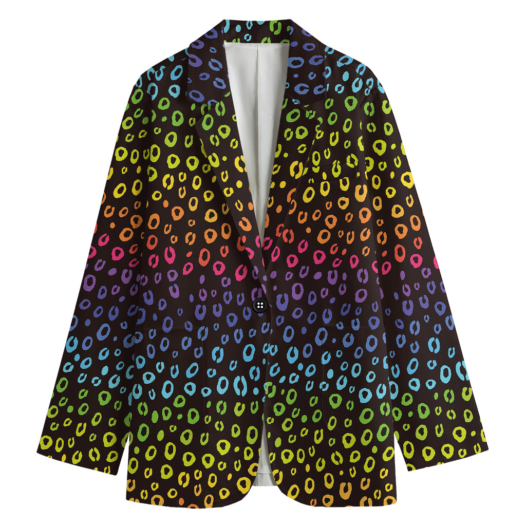Rainbow Leopard Pattern Print Women's Blazer
