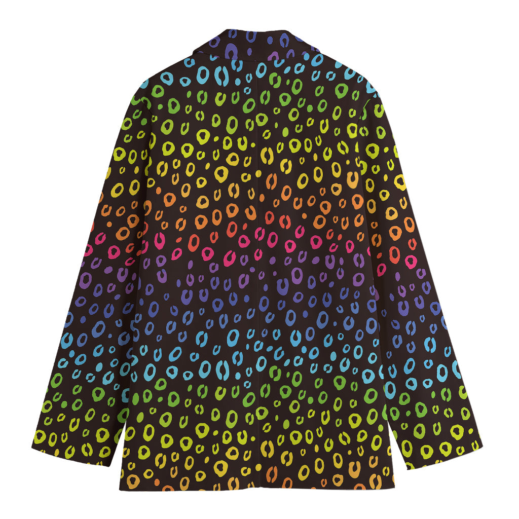 Rainbow Leopard Pattern Print Women's Blazer