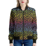 Rainbow Leopard Pattern Print Women's Bomber Jacket