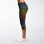 Rainbow Leopard Pattern Print Women's Capri Leggings