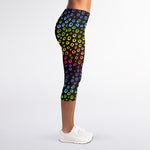 Rainbow Leopard Pattern Print Women's Capri Leggings