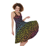 Rainbow Leopard Pattern Print Women's Sleeveless Dress