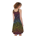 Rainbow Leopard Pattern Print Women's Sleeveless Dress