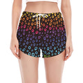 Rainbow Leopard Pattern Print Women's Split Running Shorts