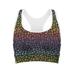 Rainbow Leopard Pattern Print Women's Sports Bra
