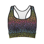 Rainbow Leopard Pattern Print Women's Sports Bra