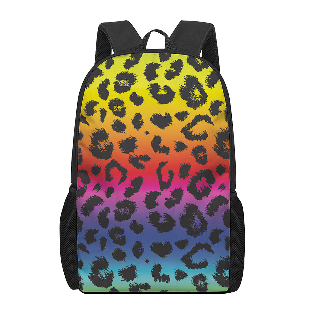 Rainbow Leopard Print 17 Inch Backpack