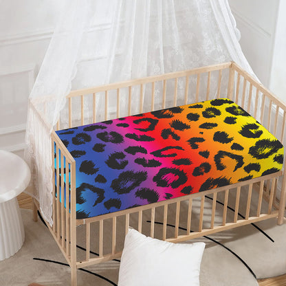 Rainbow Leopard Print Baby Crib Sheet