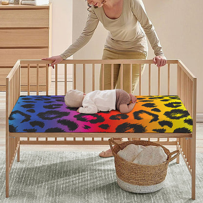 Rainbow Leopard Print Baby Crib Sheet