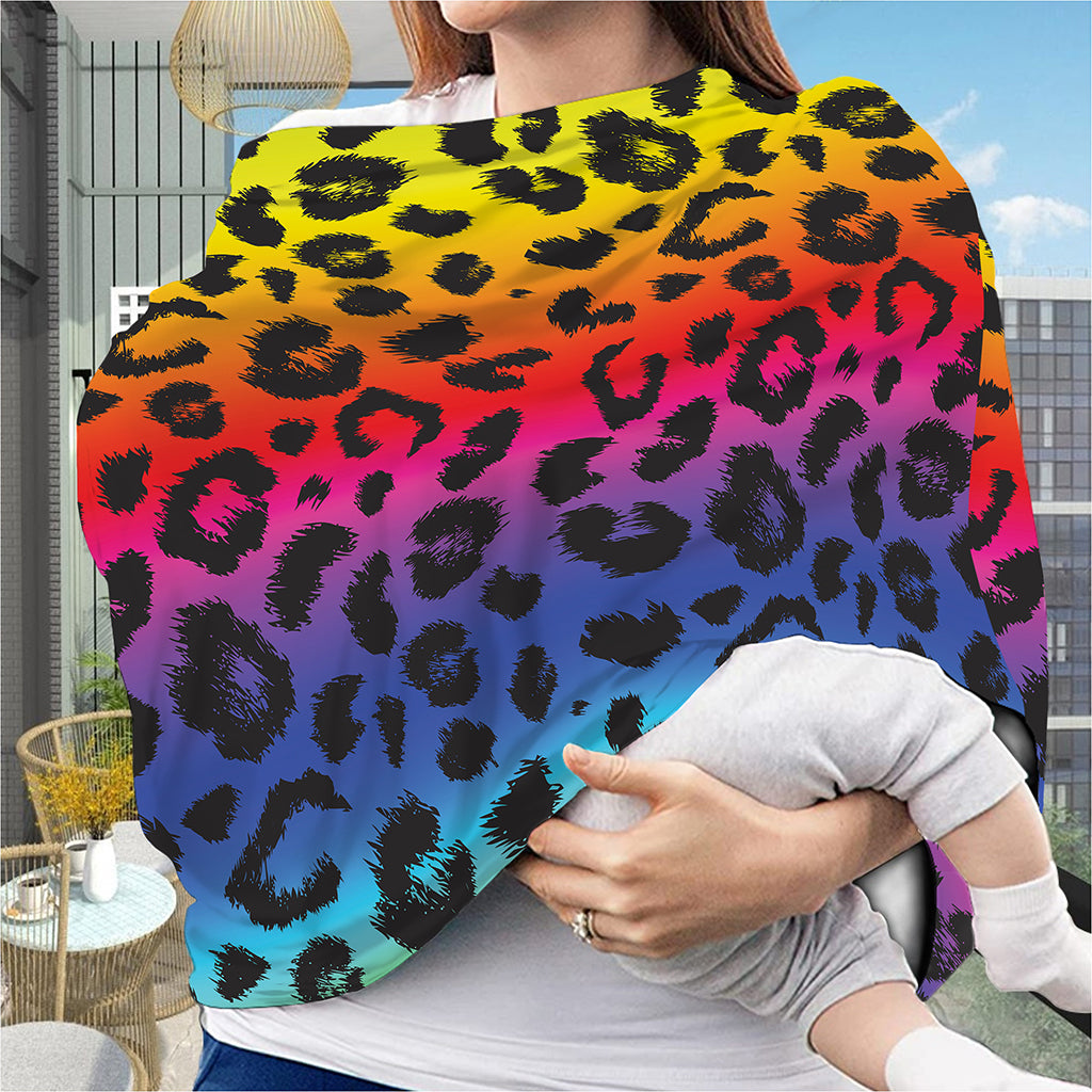 Rainbow Leopard Print Baby Seat Cover