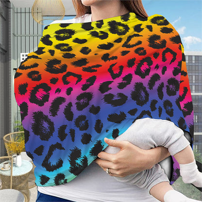 Rainbow Leopard Print Baby Seat Cover