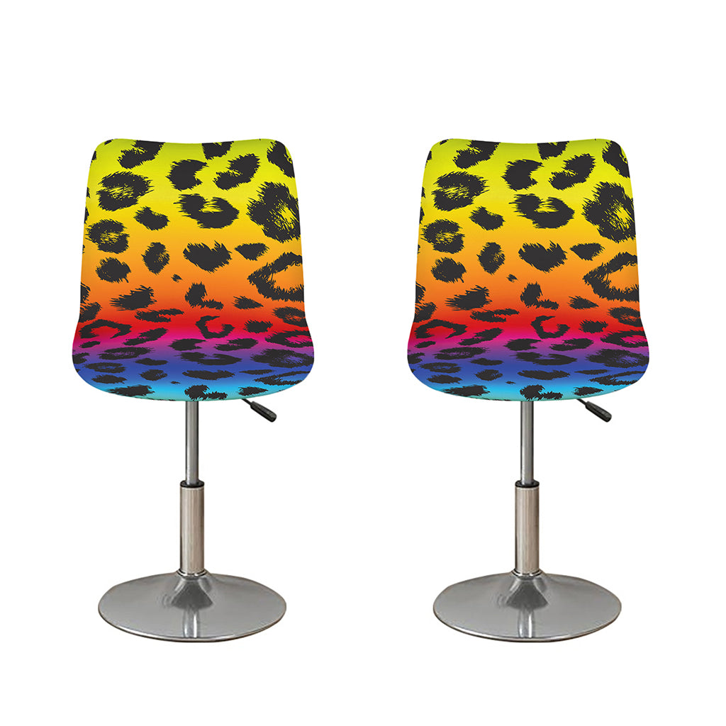 Rainbow Leopard Print Bar Stool Covers