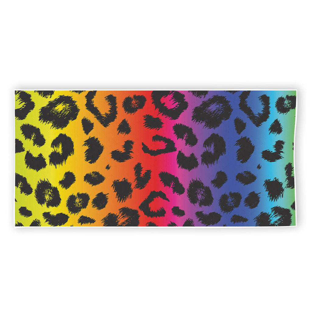 Rainbow Leopard Print Beach Towel