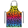 Rainbow Leopard Print Bib Apron With Pocket