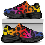 Rainbow Leopard Print Black Chunky Shoes