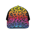 Rainbow Leopard Print Black Mesh Trucker Cap