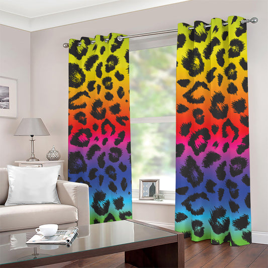 Rainbow Leopard Print Blackout Grommet Curtains