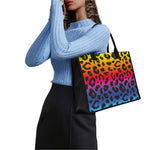 Rainbow Leopard Print Canvas Tote Bag