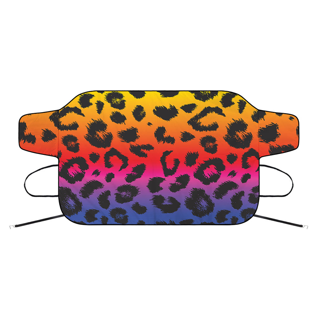 Rainbow Leopard Print Car Windshield Snow Cover