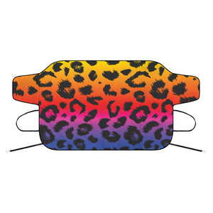 Rainbow Leopard Print Car Windshield Snow Cover