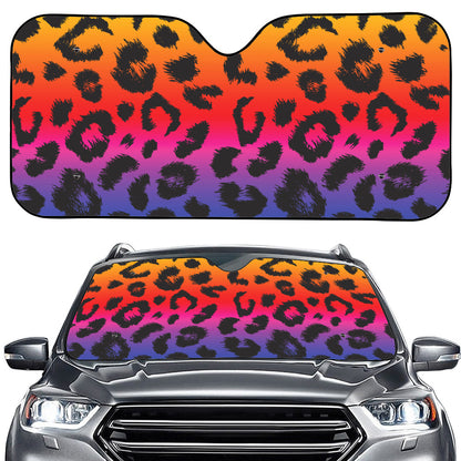 Rainbow Leopard Print Car Windshield Sun Shade