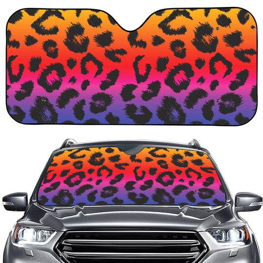 Rainbow Leopard Print Car Windshield Sun Shade