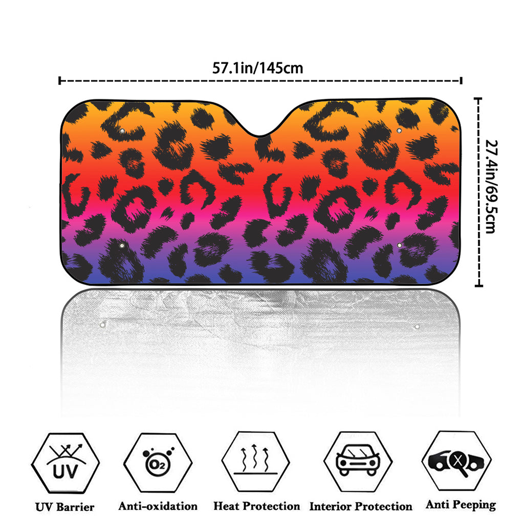 Rainbow Leopard Print Car Windshield Sun Shade