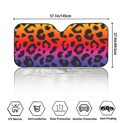 Rainbow Leopard Print Car Windshield Sun Shade