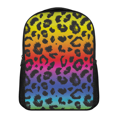 Rainbow Leopard Print Casual Backpack