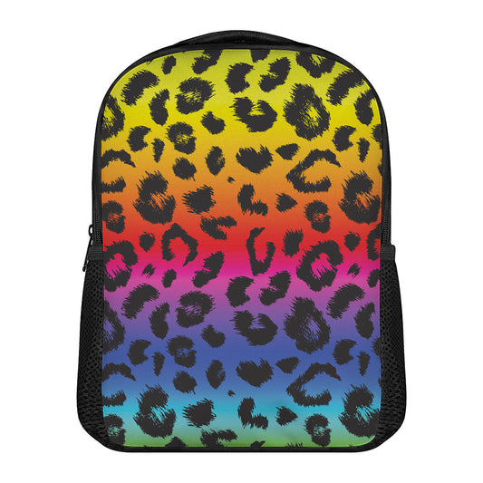 Rainbow Leopard Print Casual Backpack