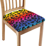 Rainbow Leopard Print Chair Cushion Cover