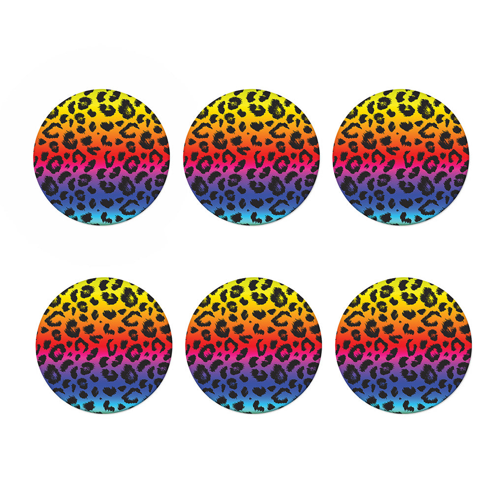 Rainbow Leopard Print Coaster Set