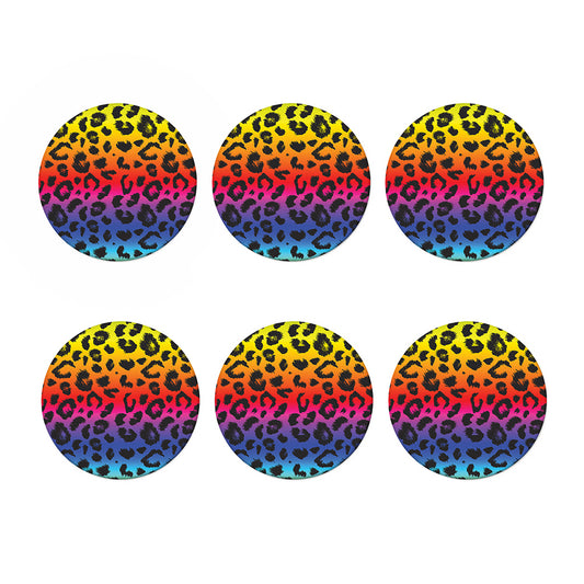 Rainbow Leopard Print Coaster Set