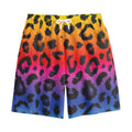 Rainbow Leopard Print Cotton Shorts