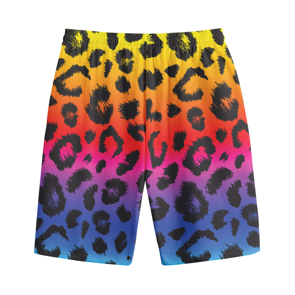 Rainbow Leopard Print Cotton Shorts