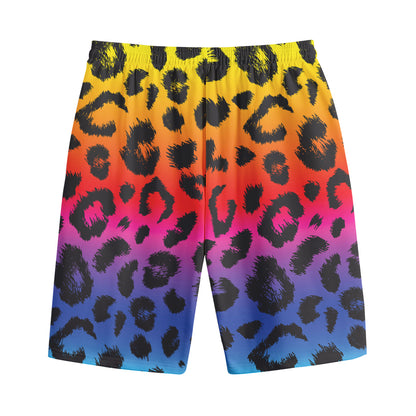 Rainbow Leopard Print Cotton Shorts