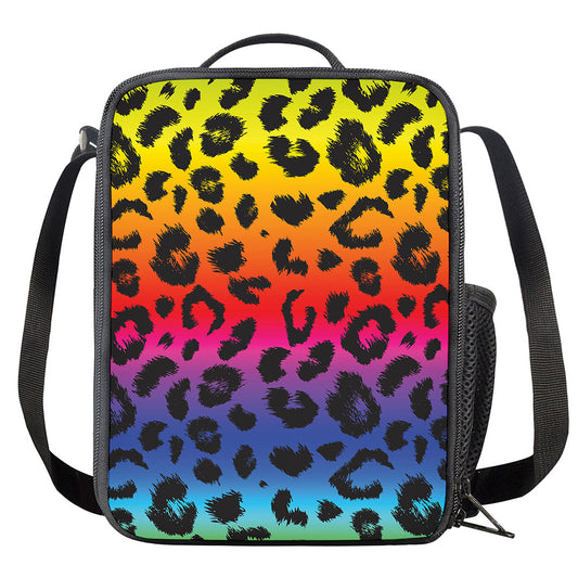 Rainbow Leopard Print Crossbody Lunch Bag