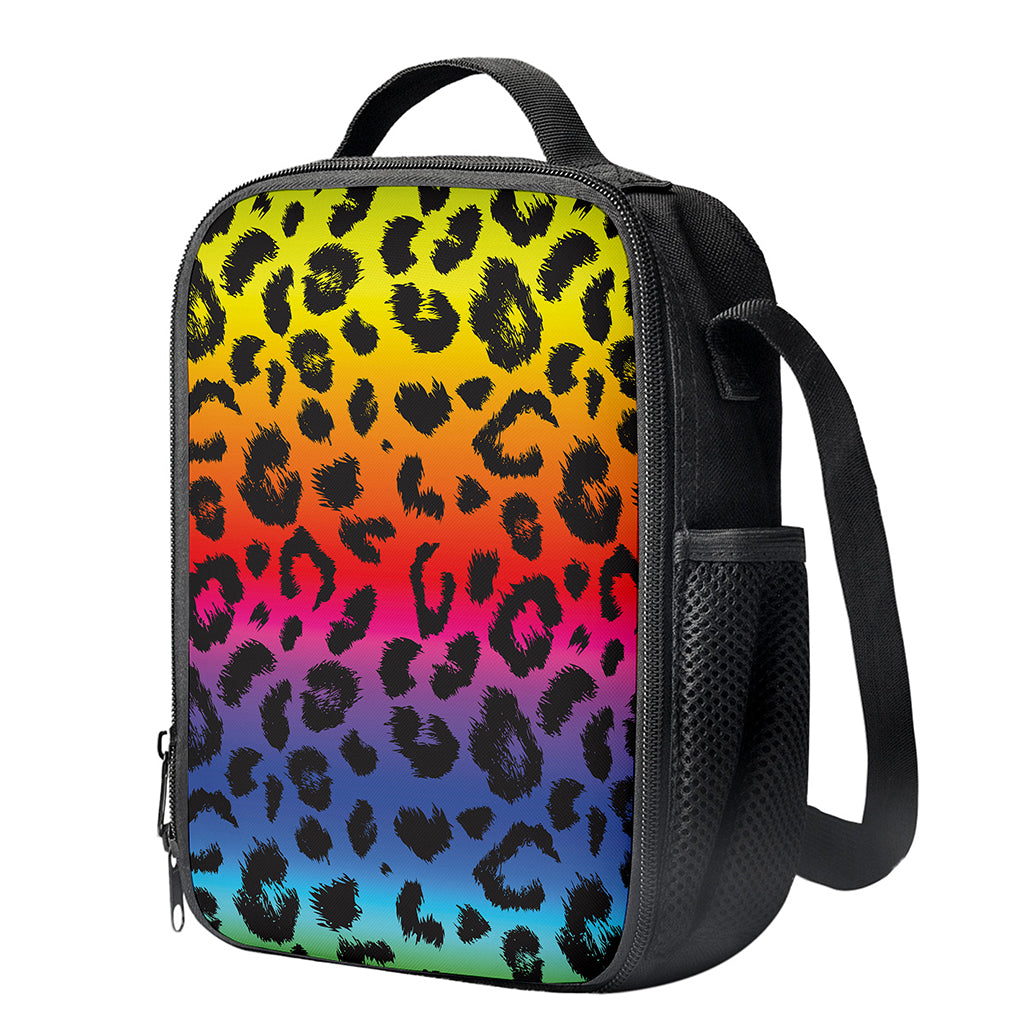 Rainbow Leopard Print Crossbody Lunch Bag